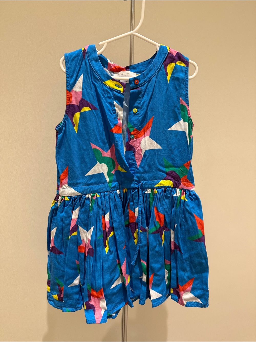 Stella McCartney Kids Blue Multicolor Star Print Sleeveless Dress